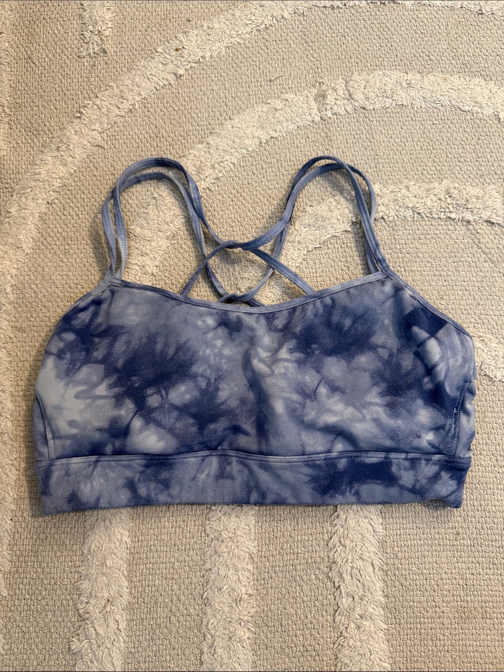 EUC Free People FP Movement Blue Tie Dye Crisscross Strap Sports Bra Size Small